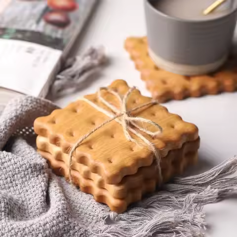 Wooden Coaster Cute Cookies Coaster Biscuit Coffee Mug Holder Wooden Insulation Pad Christmas Birth 