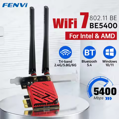 fenvi WiFi 7 Pcie Wireless Adapter Bluetooth 5.4 MT7925 WiFi7 Network Card BE5400 Tri Band 2.4G/5G/6