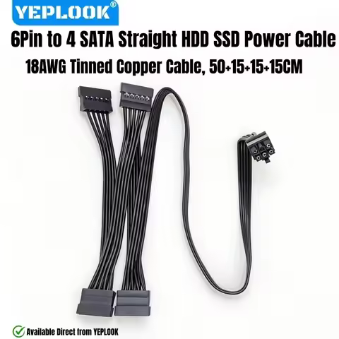 YEPLOOK 6Pin to 4 SATA Straight, HDD SSD SATA Power Cable for Corsair HX1200, HX1000, HX850, HX750 P