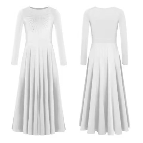 Children Girls Liturgical Worship Praise Lyrical Dance Dress Church Choir Robe Long Sleeve Wide Swin