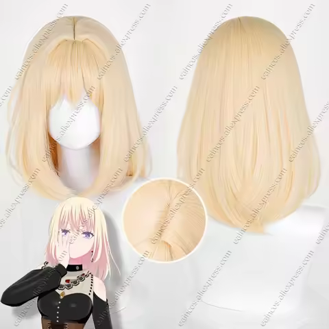 Ave Mujica Misumi Uika Cosplay Wig 45cm Long Warm Blonde Scalp Heat Resistant Synthetic Hair