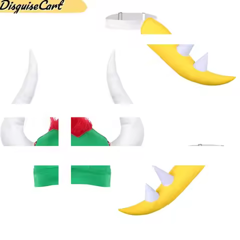 Bowser Jr Cosplay Yellow Tail Green Hat Anime Bros Adult Costume Accessories Fancy Halloween Carniva