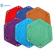 Kudosation Foldable Dice Tray Box Leather Folding Hexagon Coin Square Tray Dice Game