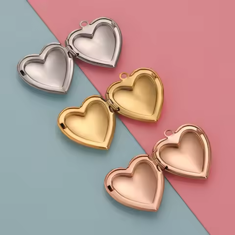 5pcs/lot Stainless Steel Locket Pendant Blanks Engravable Phrase Photo Locket Charm Heart Locket Ova