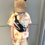 Children, boys, girls, handsome shark shoulder bag, chest bag, fashionable printed crossbody bag