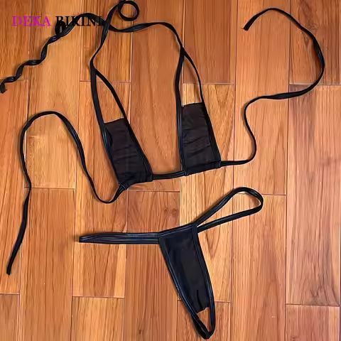DEKA Women Mini Micro Bikini Set Open Crotch Swimsuit Erotic Lingerie Underwear Hollow Out Thongs Sw