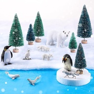 19 Keping Set Patung Haiwan Artik, Diorama Habitat Haiwan Artik, Patung Haiwan Kutub Patung Penguin 