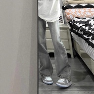 straight cut pants seluar jeans lelaki straight cut Seluar jeans gaya Amerika retro kelabu berasap l