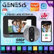 👁Smart Doorbell👁 GENESIS S21 / S23 4.3In Tuya Smart Life Wifi 1080P PIR Motion Detection Peephole Vi