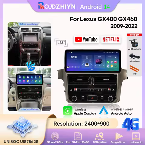 12.8inch Car Multimedia Video Player For Lexus GX400 GX460 470 2009-2022 GPS Navigation Android Auto