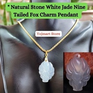 Fengshui Natural Stone White Jade Nine Tailed Fox Pendant Vermeil Gold Non Fading Non Pawnable Hypoallergenic Necklace For women Fashion Necklace