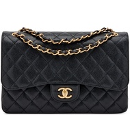 Chanel Black Quilted Caviar Jumbo Double Flap Bag Gold Hardware, 2021