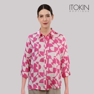 ITOKIN เสื้อเชิตผ้าซาติน สีชมพู W5B218