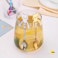 H&X 1pc Stainless Steel Coffee Spoon Lovely Cute Cat Shape Teaspoon Dessert Sna Scoop Ice Cream Mini