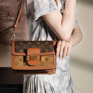 Shoulder Plant Commuter Shoulder Single Bag Leather Color Tanned Retro Daphne Small Square Diagonal 