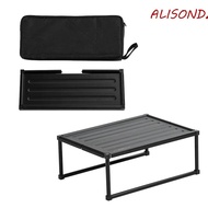 ALISONDZ Small Beach Desk, Lightweight Portable Collapsible Camping Table, Sturdy Carring Bag Folding Aluminum Alloy Outdoor Furniture BBQ Grill