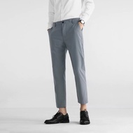 Mens Nine Points Small Trousers Trend Slim Casual Pants Mens Spring and Summer High-grade Vertical T