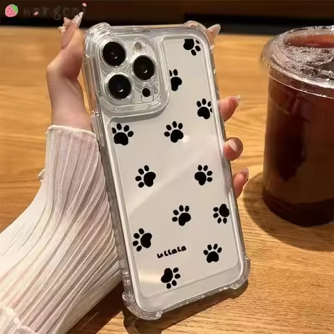 Cute Paw Print Case For OPPO A3 Pro A3X A3i A60 A40 A40M A20 Reno 12 Pro 12F Anti-fall Clear Cover