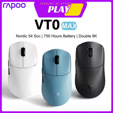 Rapoo VT0 Max Wireless Gaming Mouse 2-Mode 2.4G Dual 8K Nordic52845 Paw3950 49g 750 Hours Battery FP