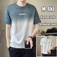 Korean Style Men T Shirt M-4XL Gradient Color Basic Loose Oversize Round Neck Men Tshirt