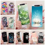 For Samsung Galaxy A80 Case SM-A805F Luxury Lucky Leaf Flowers Painted Cover Soft Slim Phone Case Fo