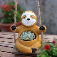 [Ready stock]  Sloth Succulent Pot Sloth Design Succulent Vase Adorable Sloth Hanging Succulent Pot Handcrafted Resin Planter for Indoor/outdoor Plants Perfect for Plant Lovers