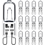 60W G9 Halogen Light Bulbs 2 Pin, 12 Pcs Xenon G9 Bulb 60 Watt 120V, JCD T4 Halogen g9 Bi-Pin Small 