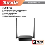 Tenda Router 4G SIM 4G03 Pro - Mobile WiFi Router 3G/4G Wireless Band 2.4 GHz, LTE Cat4, NANO SIM Card, Plug and Play