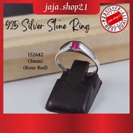 | 925 Silver 3mm CZ Rose Red Stone Ring For Women | 925 纯银 女款玫红色石头戒指 | Cincin Perempuan Batu CZ Merah Perak