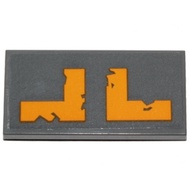 Brick2cube Part-Tile 2 x 4 with Yellow L Shaped Worn Stripes Pattern Type 1 (Sticker)-Set 75171-8707