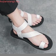 Korean Cool Fashion Men's Leather Gladiator Sandal Formal Design Beach Shoes Breathable Waterproof H