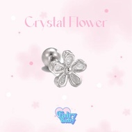 Fairybaby Crystal Flower Earrings (1 Piece) Length 8 mm Earring Shape White Tone Plays With Light Sw