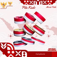 MERAH [Roll] Red and White Gift Ribbon Size 2cm 2.5cm 3.8cm | Red and White Flag Ribbon 20mm 25mm 28