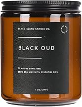 Black Oud Wood Wick Candle – Luxury Earthy Woody Scent, 100% Soy, 50-Hour Burn – Scented Candle with
