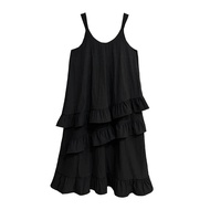 XITAO Loose Patchwork Ruffles Sling Dress Temperament Casual Slimming Women Summer  All-match Irregu