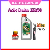 (100% ORIGINAL) CASTROL ACTIV CRUISE 15W50 4T 1LITRE CASTROL 4T ACTIV 15W50