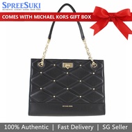 Michael Kors Handbag In Gift Box Tote Serena Large East West Chain Shoulder Bag Black # 35F2GNRT7YD1