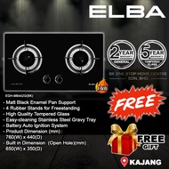 ELBA EGH-M8442G(BK) 4.8kW 2 Burner Built In Glass Hob / Dapur Gas Stoves / Glass Stove / 8442 BLACK