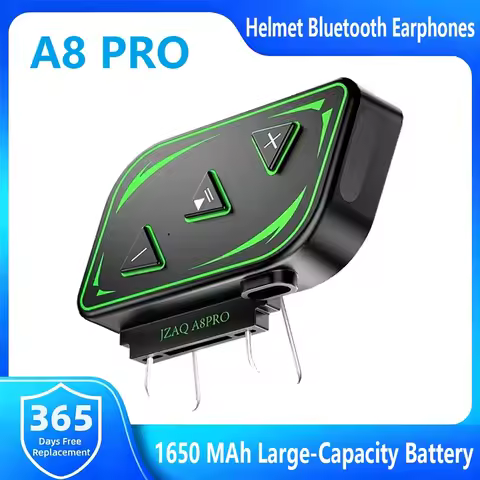 A8 PRO Motorcycle Helmet Bluetooth Headset Wireless Handsfree 1650mAh Call Music Earphone Rider Moto