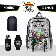 One Piece 4in1 Anime Backpack for Kids Raincover Simple Cool Luffy Straw Hat