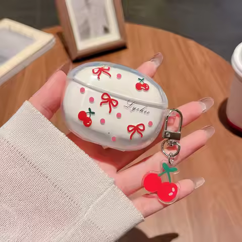 Cute Cherry Bow Silicone Headphone Cover For Vivo TWS 3E Wireless Earbuds Case Dustproof Earphone Pr