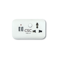 ปลั๊กแปลง 3ช่อง+2USB สีขาว CSC AD102U-WH