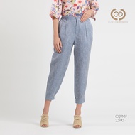 C&D Linen Pants ทรง Jogger ขายาวห้าส่วนกางเกงผู้หญิง เนื้อผ้าลินินแชมเบรย์ สีกรม ใส่สบาย ไม่ร้อน กาง