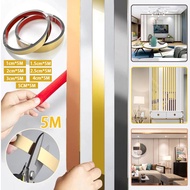 5M List Plat Strip Mirror Gold Stiker Dinding Garis Datar Bahan Stainless Steel Warna Emas Perak