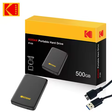 KODAK P150/P160 2.5" Portable External Hard Drive 1TB/500GB USB 3.0 - Fast Transmission for PC, Lapt