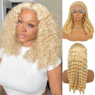 18 Inch Blonde Burmese Curly Wig Human Hair 613 13x6 Lace Front Wig Human Hair 250% Density 613 Deep