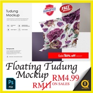 Tudung Mockup Floating HARGA PROMO - PSD FILE