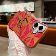 For OPPO Reno 14F 13F 12F 11F Reno 14 13 12 11 10 Pro Reno 4 8 6 8T Casing Simple Feel Red Lips Prin