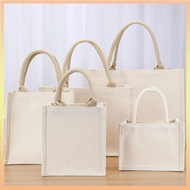 Burlap Grocery Bag Canvas Shopping Bag Shoulder Eco-Friendly Portable Handbags Cotton Storage Bag Fa