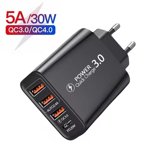 5A 30W Fast Phone Charger Quick Charge 3.0 PD 20W Wall Mobile Phone Charger For iPhone 12 11 Xiaomi 